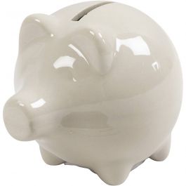 Tirelires, H : 8 cm, L : 8,5 cm, blanc cassé, 10 pièces/ 1 Pq. [HOB-556391]