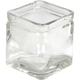 Kerzenglas, H 8 cm, Größe 7,5x7,5 cm, 12 Stk/ 1 Pck [HOB-55814]