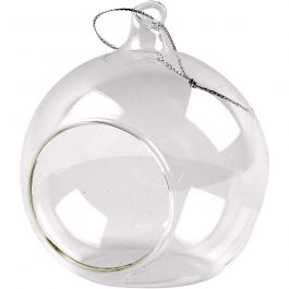 Boules en verre avec trou, d 8 cm, 6 pièces/ 1 Pq. [HOB-55950]