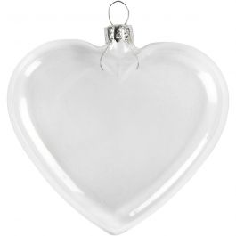Coeur en verre plat, H : 9 cm, L : 7.8 cm, ép. 2,1 cm, 6 pièces/ 1 Pq. [HOB-55953]
