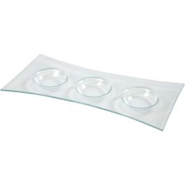 Raviers en verre, dim. 28x13,5 cm, diamètre intérieur 5,5 cm, 6 pièces/ 1 Pq. [HOB-55970]
