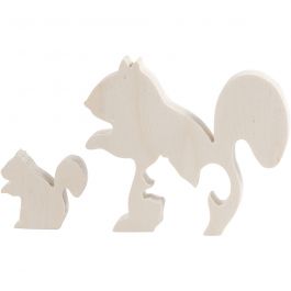 Figurine 2 en 1, écureuils, H : 3,5+8,5 cm, P: 1,2 cm, L : 4,2+10 cm, 1 set [HOB-56153]