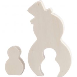 Figurine 2 en 1, bonhommes de neige, H : 4,5+11,5 cm, P: 1,2 cm, L : 3+6,5 cm, 1 set [HOB-56156]