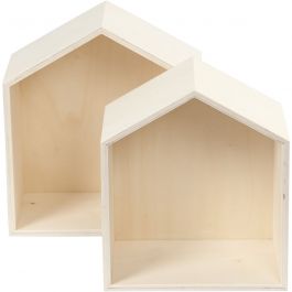 Aufbewahrungskästen, Häuser, H 22,5+25 cm, T 12,5 cm, B 19,5+22,5 cm, 2 Stk/ 1 Set [HOB-56163]