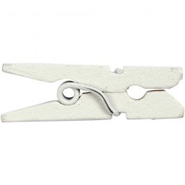 Mini-épingle à linge, L : 25 mm, L : 3 mm, blanc, 36 pièces/ 1 Pq. [HOB-56435]