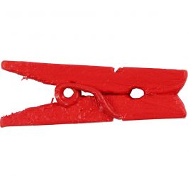 Mini-épingle à linge, L : 25 mm, L : 3 mm, rouge, 36 pièces/ 1 Pq. [HOB-56441]