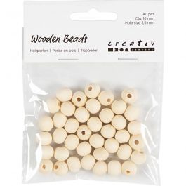 Perle en bois, d 10 mm, diamètre intérieur 2,5 mm, 40 pièces/ 1 Pq. [HOB-566640]