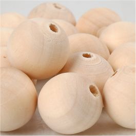 Perle en bois, d 20 mm, diamètre intérieur 4 mm, 14 pièces/ 1 Pq. [HOB-566680]