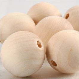 Perle en bois, d 25 mm, diamètre intérieur 4,5 mm, 8pièce/ 1 Pq. [HOB-566700]