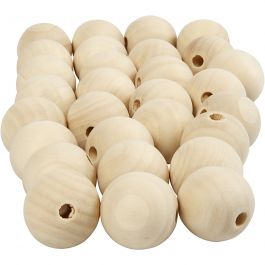 Perle en bois, d 25 mm, diamètre intérieur 4,5 mm, 100 pièces/ 1 Pq. [HOB-566710]