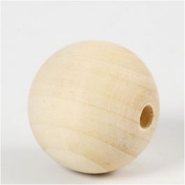 Perle en bois, d 40 mm, diamètre intérieur 7 mm, 6 pièces/ 1 Pq. [HOB-56676]