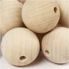 Perle en bois, d 40 mm, diamètre intérieur 7 mm, 30 pièces/ 1 Pq. [HOB-566770]