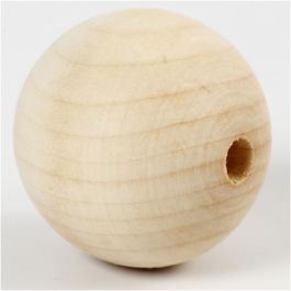 Perle en bois, d 50 mm, diamètre intérieur 8 mm, 4 pièces/ 1 Pq. [HOB-56678]