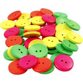 Boutons en bois, d 25 mm, diamètre intérieur 2 mm, 80 pièces/ 1 Pq. [HOB-56691]