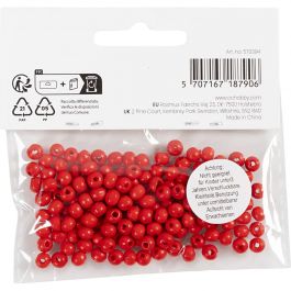 Holzperlen, D 5 mm, Lochgröße 1,5 mm, Rot, 6 g/ 1 Pck [HOB-570394]