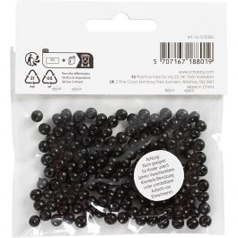 Holzperlen, D 5 mm, Lochgröße 1,5 mm, Schwarz, 6 g/ 1 Pck [HOB-570395]