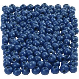 Perles en Bois, d 5 mm, diamètre intérieur 1,5 mm, bleu, 6 gr/ 1 Pq. [HOB-570398]
