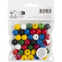 Holzperlen-Mix, D 12 mm, Lochgröße 3 mm, Sortierte Farben, 22 g/ 1 Pck [HOB-570419]