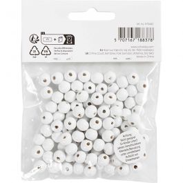 Holzperlen, D 8 mm, Lochgröße 2 mm, Weiß, 15 g/ 1 Pck [HOB-570492]