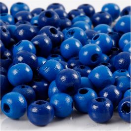 Holzperlen, D 8 mm, Lochgröße 2 mm, Blau, 15 g/ 1 Pck [HOB-570498]