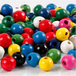 Holzperlen-Mix, D 8 mm, Lochgröße 2 mm, Sortierte Farben, 15 g/ 1 Pck [HOB-570499]
