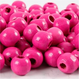 Holzperlen, D 10 mm, Lochgröße 3 mm, Pink, 70 Stck., 20 g/ 1 Pck [HOB-570596]