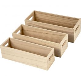 Bacs de rangement, H : 6,5-7,5 cm, L : 22+23,5+25 cm, L : 6,5+7,5+8,5 cm, 3 pièces/ 1 set [HOB-57697]