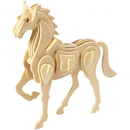 Figurine à assembler en 3D, Cheval, dim. 18x4,5x16 cm, 1 pièce [HOB-57856]