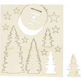 Figurines à assembler, Sapins de Noël, L : 20 cm, L : 17 cm, ép. 3 mm, 1 Pq. [HOB-57886]