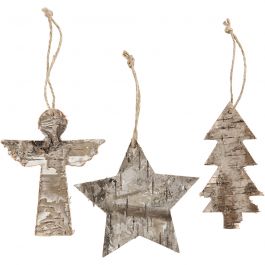 Décorations de Noël, H: 10 cm, L: 8 cm, 3 pièce/ 1 Pq. [HOB-57925]