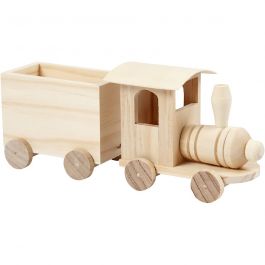 Train jouet avec wagon, H : 9,5 cm, L : 21,5 cm, L : 6,5 cm, 1 pièce [HOB-57977]