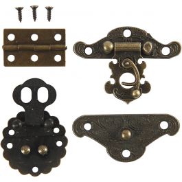 Mini-ferrures, dim. 30-35 mm, or antique, 10 set/ 1 Pq. [HOB-58004]