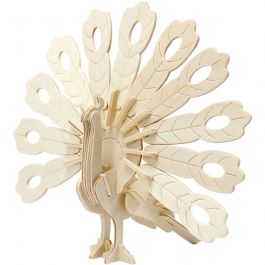 Figurine à assembler en 3D, paon, dim. 10x20,5x17,5 cm, 1 pièce [HOB-580501]