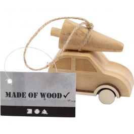 Voiture avec arbre de Noël, H : 6 cm, L : 6 cm, L : 3,5 cm, 1 pièce [HOB-58070]
