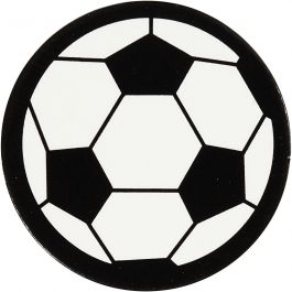 Stanzfigur aus Pappe, Fußball, D 25 mm, Weiß/Schwarz, 20 Stk/ 1 Pck [HOB-586033]