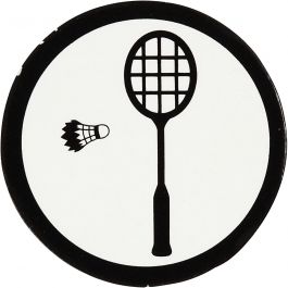 Stanzfigur aus Pappe, Tennis-Schläger, D 25 mm, Weiß/Schwarz, 20 Stk/ 1 Pck [HOB-586035]