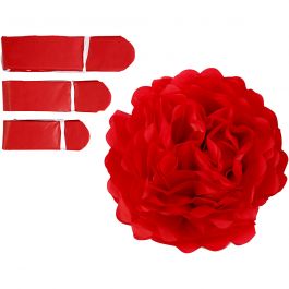 Pompons en papier, d 20+24+30 cm, 16 gr, rouge, 3 pièces/ 1 Pq. [HOB-590003]