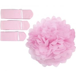 Pompons en papier, d 20+24+30 cm, 16 gr, rose clair, 3 pièces/ 1 Pq. [HOB-590009]