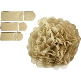 Pompons en papier, d 20+24+30 cm, 16 gr, or, 3pièces/ 1 Pq. [HOB-590029]