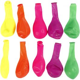 Ballons, rond, d 23 cm, couleurs néons, 10 pièces/ 1 Pq. [HOB-59175]