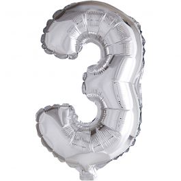 Folienballon, 3, H 41 cm, Silber, 1 Stk [HOB-59187]
