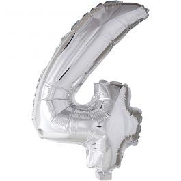 Ballon en aluminium, 4, H : 41 cm, argent, 1 pièce [HOB-59188]