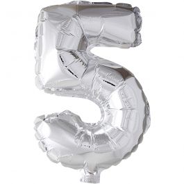 Folienballon, 5, H 41 cm, Silber, 1 Stk [HOB-59189]