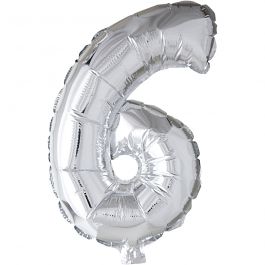 Folienballon, 6, H 41 cm, Silber, 1 Stk [HOB-59190]
