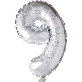 Folienballon, 9, H 41 cm, Silber, 1 Stk [HOB-59193]