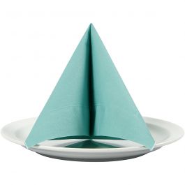 Serviettes de table, verso blanc, dim. 33x33 cm, turquoise clair, 20 pièces/ 1 Pq. [HOB-599016]