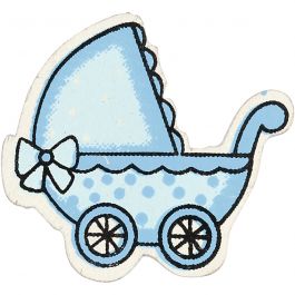 Kinderwagen, Größe 34x31 mm, Dicke 1,7 mm, Hellblau, 10 Stk/ 1 Pck [HOB-599711]