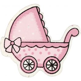 Kinderwagen, Größe 34x31 mm, Dicke 1,7 mm, Rosa, 10 Stk/ 1 Pck [HOB-599717]