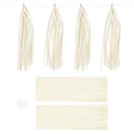 Pompons en papier, dim. 12x35 cm, 14 gr, blanc cassé, 12 pièces/ 1 Pq. [HOB-599821]