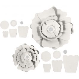 Fleurs en papier, d 15+25 cm, 230 gr, blanc, 2 pièces/ 1 Pq. [HOB-599901]